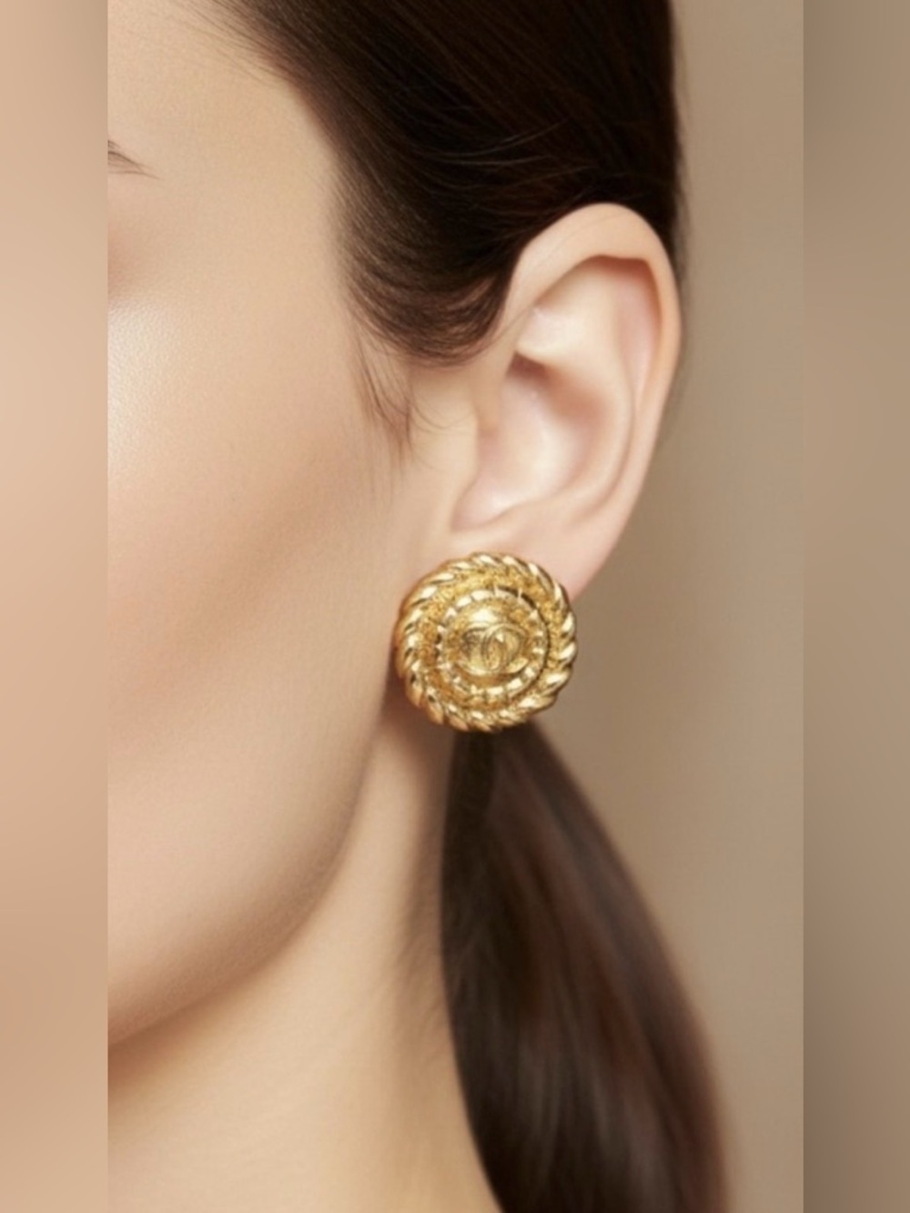 CHANEL Gold Spiral Earrings - Picture 1 of 10
